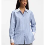 Oversized-fit blouse with stacked logos