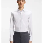Slim-fit shirt in cotton-blend poplin