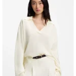 Relaxed-fit sweater with open collar