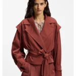 Cropped trench jacket with belt