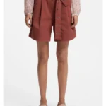 Stretch-cotton shorts with eyelet belt