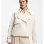 Short trench coat in peached crepe