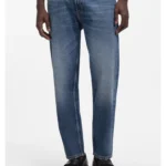 Relaxed-tapered-fit jeans in blue Egyptian-cotton denim