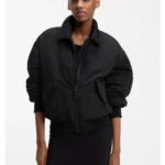 Water-repellent bomber jacket with zipped sleeve pocket