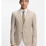 Regular-fit blazer in checked comfort-stretch fabric