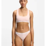 Stretch-cotton thong with logo waistband