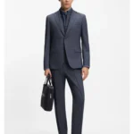 Three-piece slim-fit suit with zip-up waistcoat