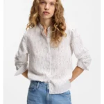Regular-fit blouse with broken stripe
