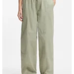 Wide-leg trousers in paper-touch cotton