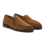 Suede loafers with ruched detail