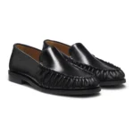 Leather loafer with ruched detailing