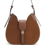 Suede hobo bag with Double B monogram