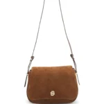 Suede saddle bag with Double B monogram