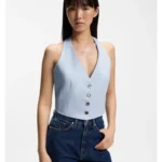 Slim-fit waistcoat with halterneck