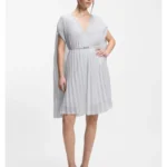 Layered plissé dress with cape