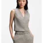 Cropped waistcoat in a wool blend