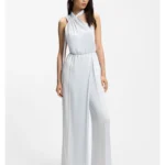 One-shoulder jumpsuit with wrap-effect front