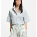 Relaxed-fit blouse in cotton poplin with point collar