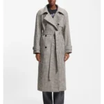 Houndstooth trench coat with belt