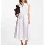Cotton-poplin dress with drawcord waist