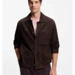 Suede jacket with press-stud closure