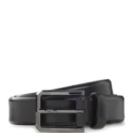 Smooth-leather belt with engraved gunmetal buckle