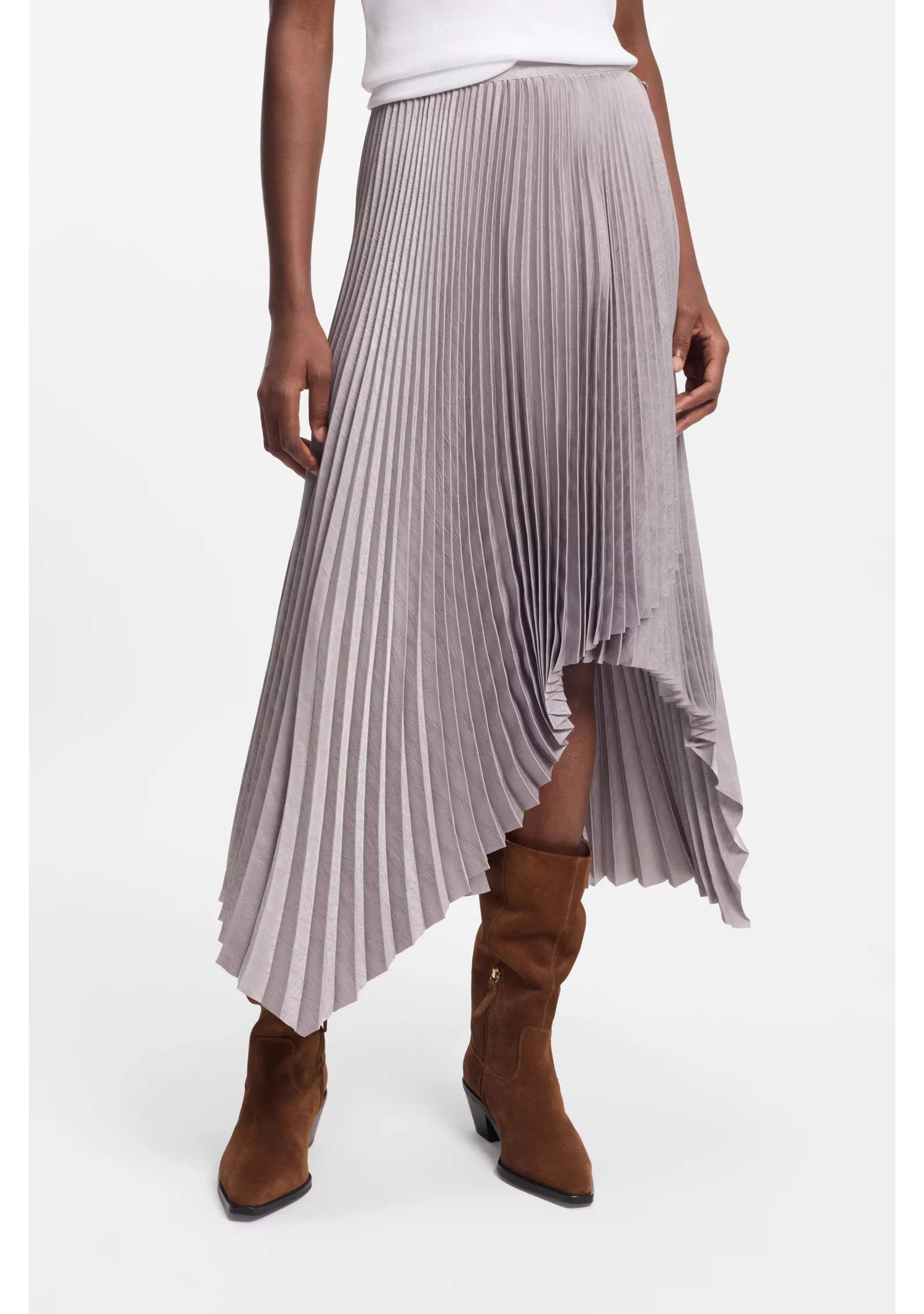 hbeu50558807_540_350 Plissé-pleat skirt in crinkle satin - Image 1