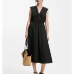 Cotton-poplin dress with gathered details
