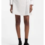Faux-wrap mini skirt with pinstripe