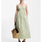 Cotton-poplin dress with vertical stripe