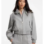 Regular-fit bomber jacket in melange stretch twill