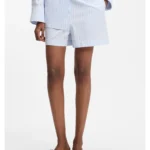 Cotton-poplin shorts with vertical stripes