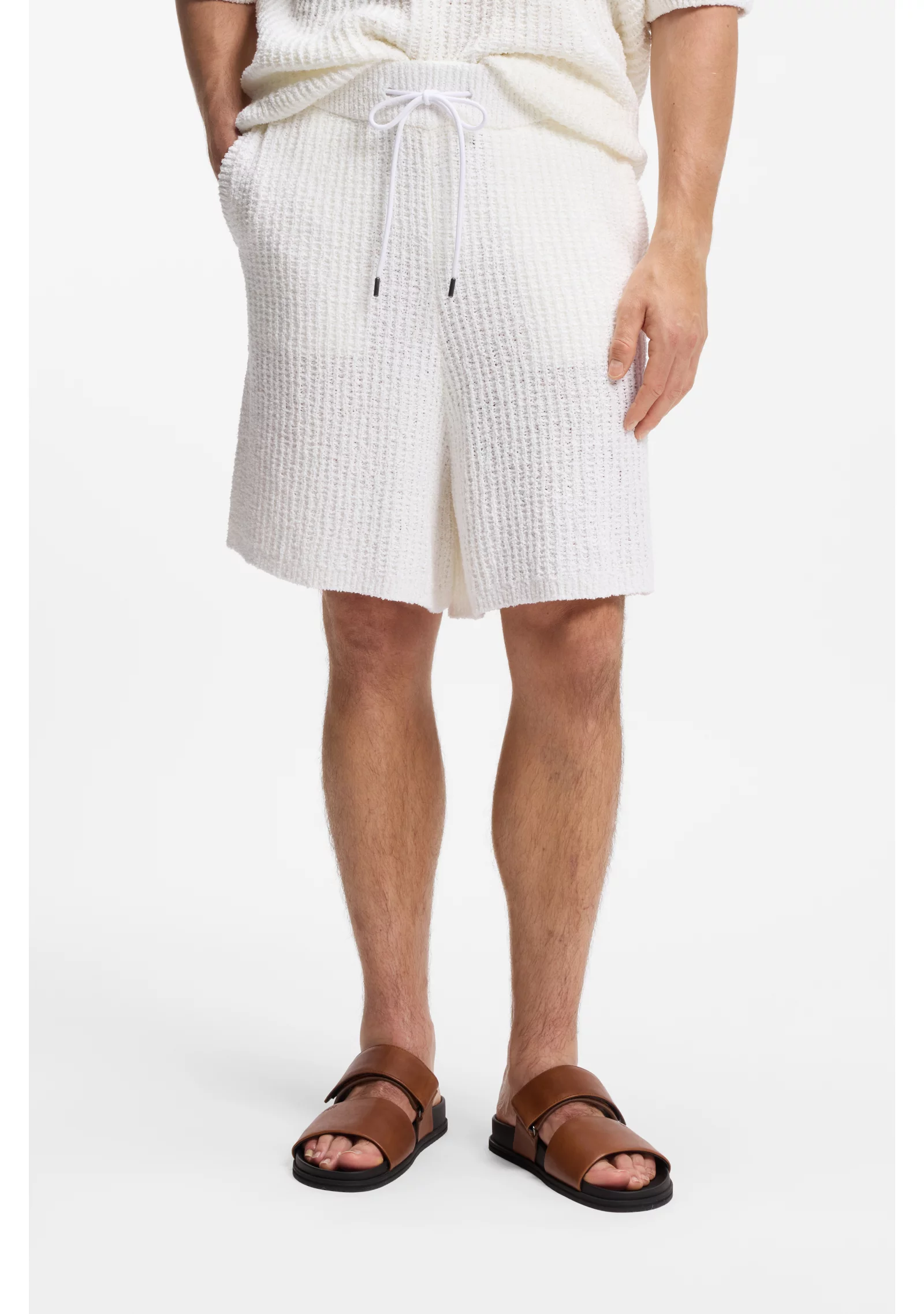 hbeu50560486_100_350 Cotton-blend shorts with rib knit - Image 1