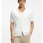 Regular-fit cardigan in striped cotton