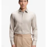 Slim-fit shirt in easy-iron cotton twill