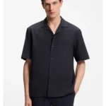 Relaxed-fit shirt in wool-blend mesh