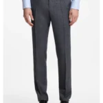 Slim-fit trousers in virgin wool, silk and linen