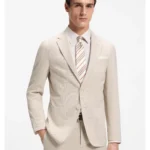 Slim-fit jacket in wool-blend seersucker