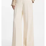 Wide-leg jeans in cream denim with front crease