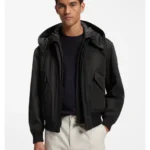 Water-repellent jacket with detachable hooded bib