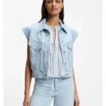Regular-fit vest in blue marbled denim