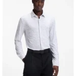 Slim-fit shirt in printed stretch jersey