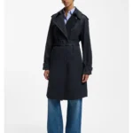 Water-repellent trench coat with buckled belt