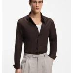 Regular-fit shirt in lightweight merino wool