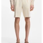 Tapered-fit shorts in linen with front pleats
