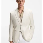 Slim-fit blazer in checked linen, cotton and silk