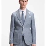 Slim-fit jacket in patterned linen
