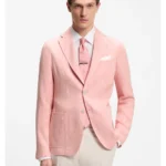 Slim-fit blazer in a micro-pattern linen blend