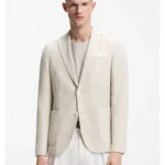 Slim-fit blazer in a patterned cotton blend