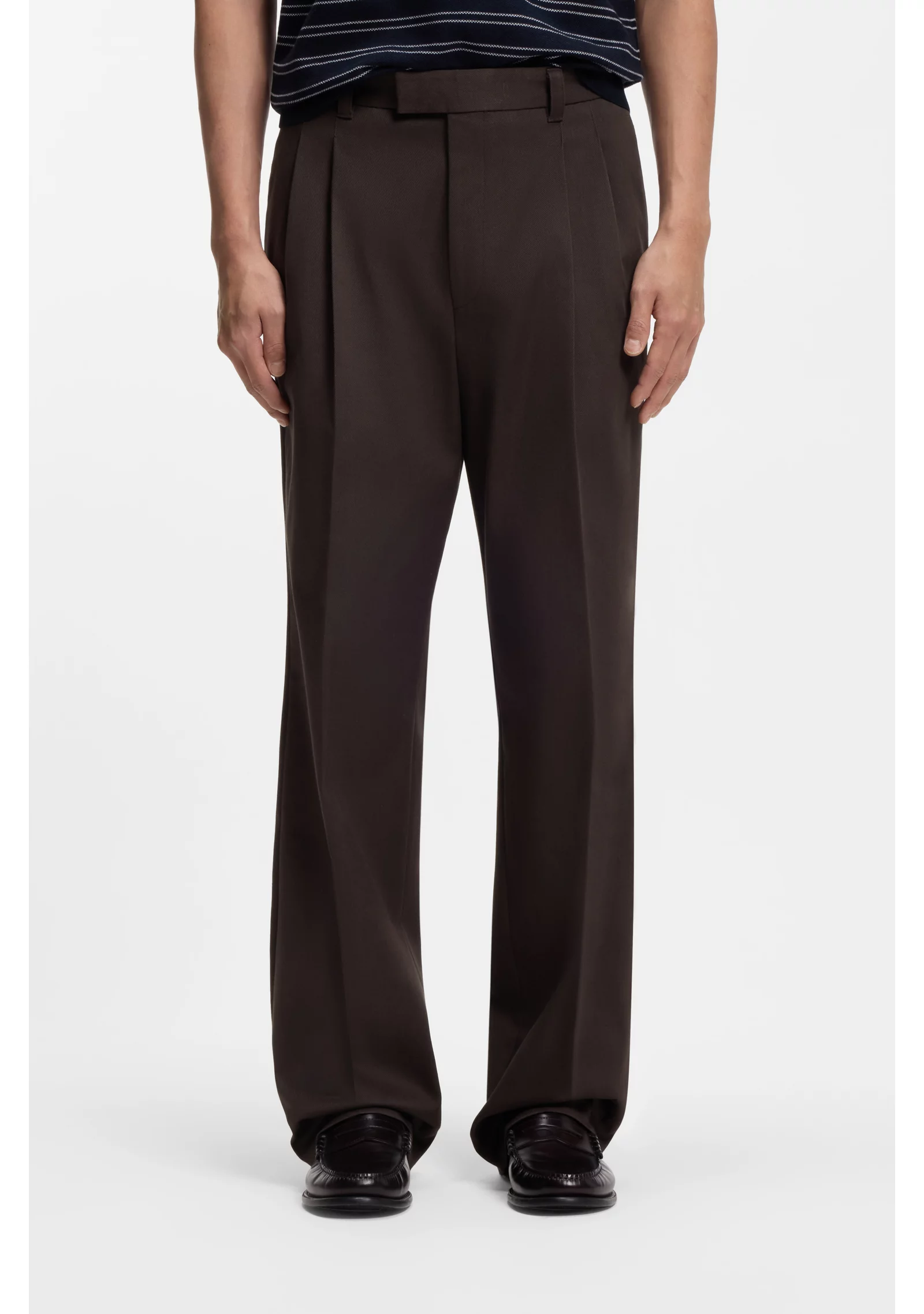 hbeu50561918_207_350 Oversized-fit trousers in stretch cotton with double pleats - Image 1
